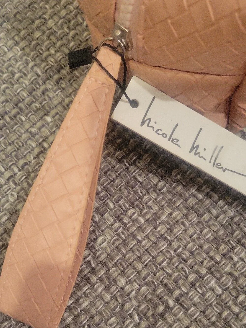 Nicole Miller Soft Pink Woven Cosmetic Bag with Strap